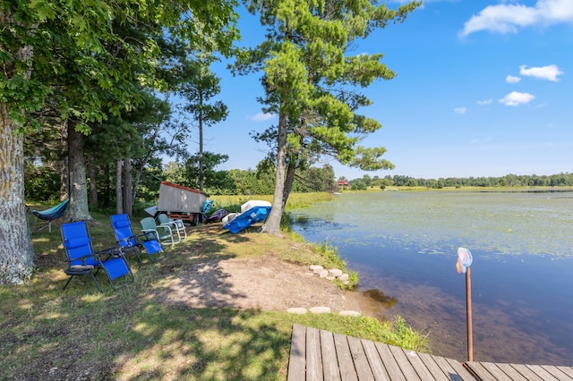 view of dock featuring a water view