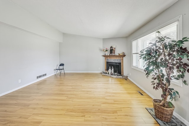 living room featuring light wood-type flooring