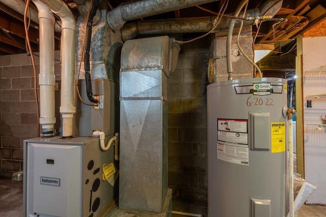 utility room with water heater