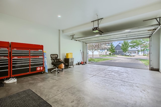 garage with a garage door opener