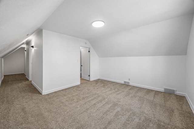 additional living space featuring visible vents, baseboards, and carpet floors