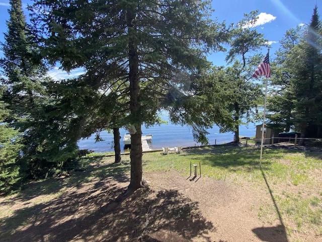 view of yard with a water view