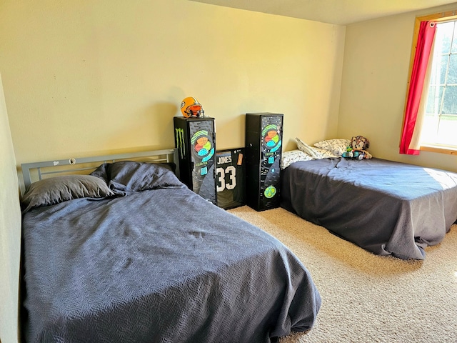 bedroom featuring multiple windows and carpet