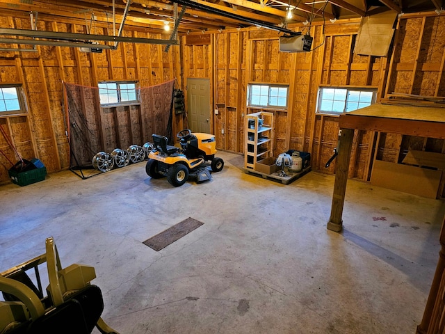 garage with a garage door opener