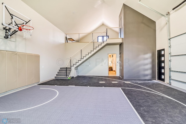 view of basketball court featuring basketball hoop