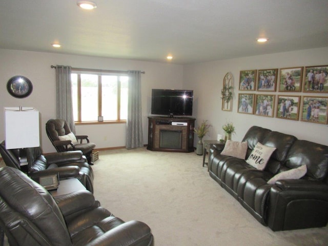 living room with carpet flooring