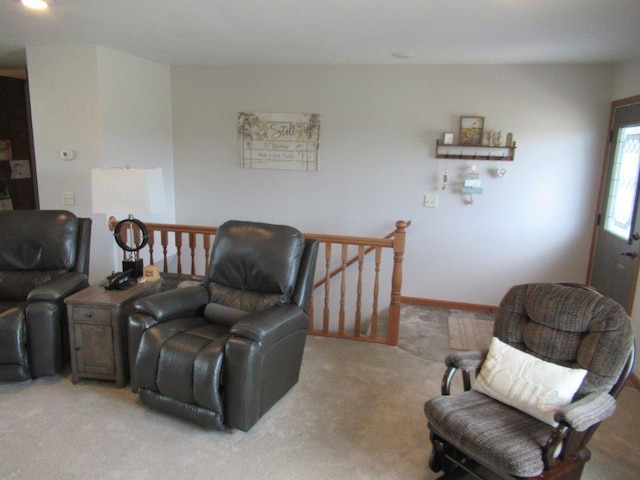 living room with carpet flooring