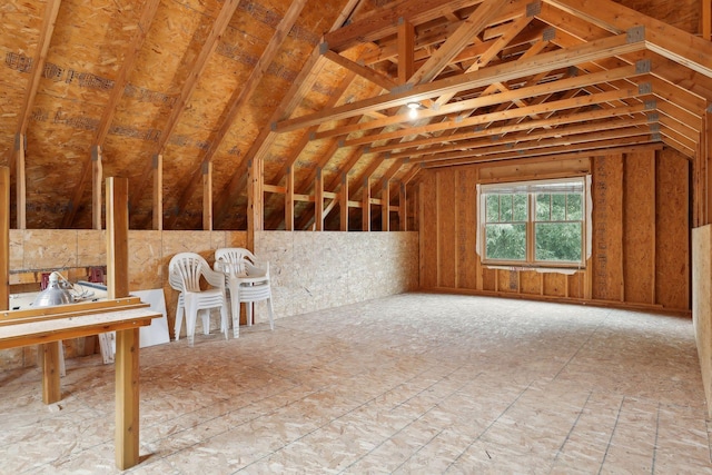 view of unfinished attic