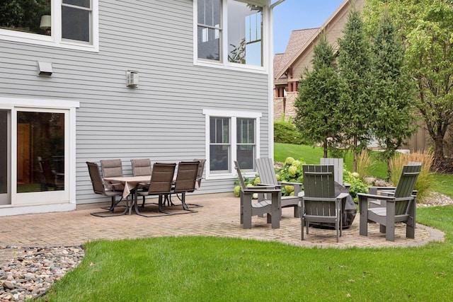 exterior space featuring a yard and a patio