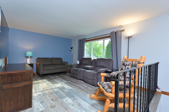 living room with hardwood / wood-style flooring