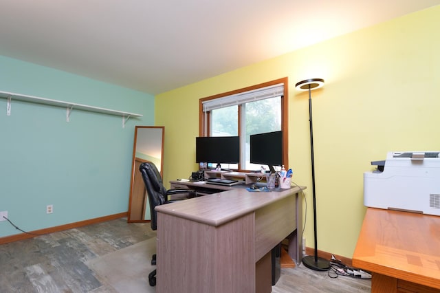 home office featuring light wood-type flooring