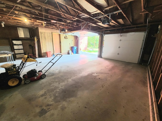 garage with a garage door opener