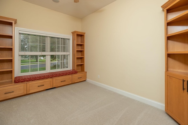 spare room featuring light colored carpet