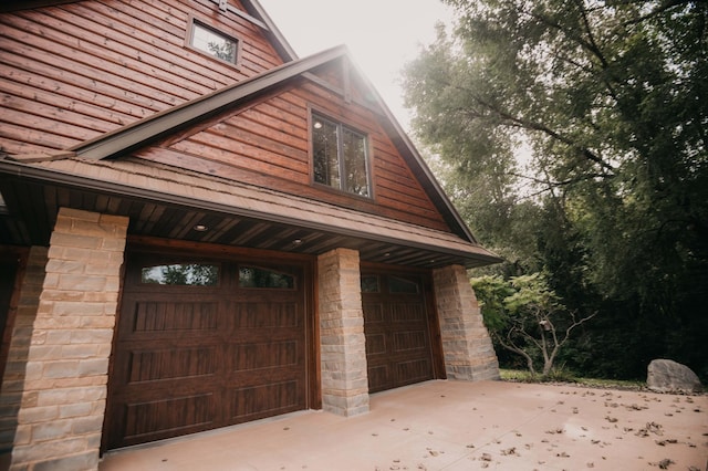 view of garage