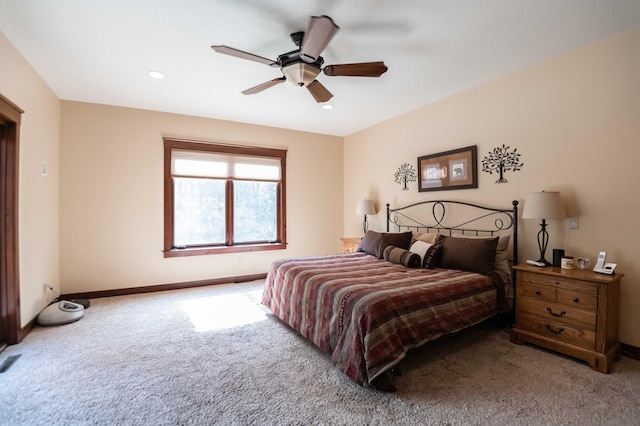 bedroom with carpet and ceiling fan