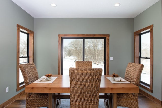 dining room with a wealth of natural light and hardwood / wood-style flooring