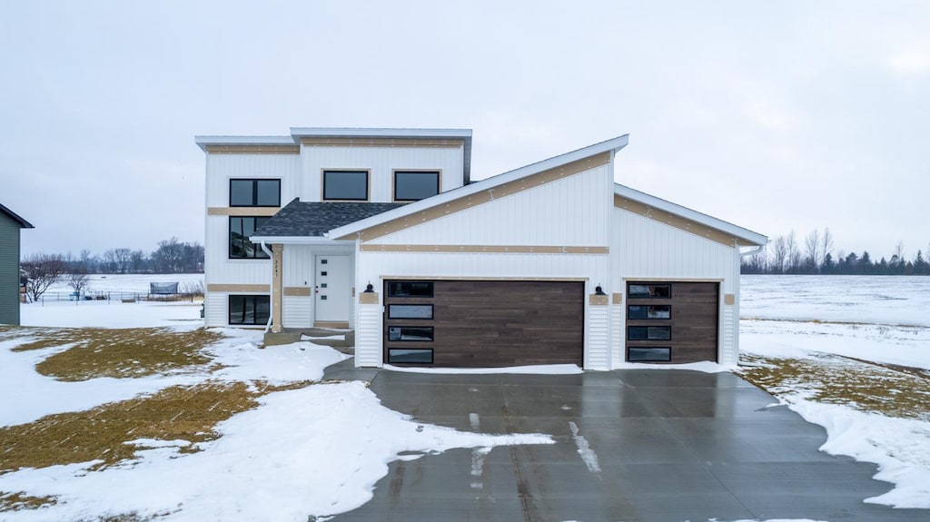 contemporary home with a garage