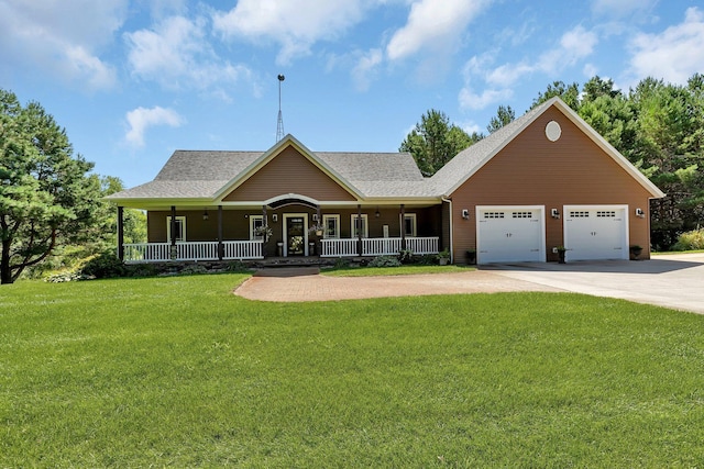 view of front of house with a front yard and a porch