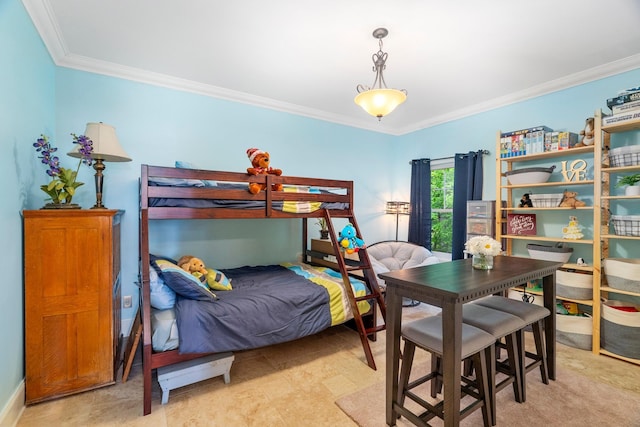 bedroom with ornamental molding