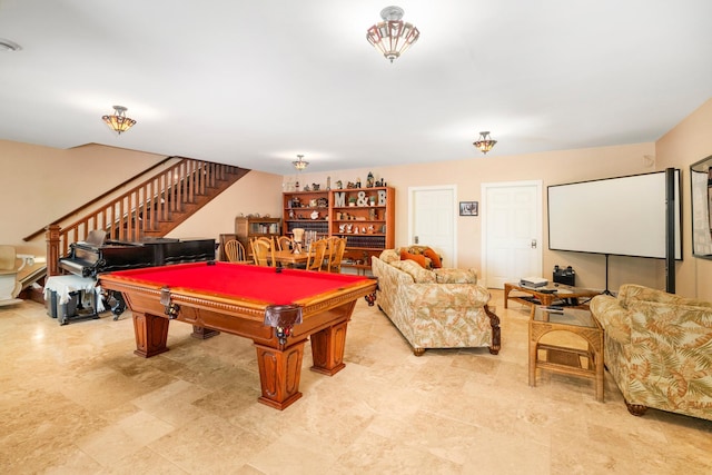 rec room featuring pool table