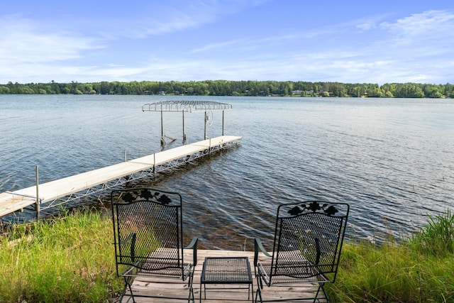 dock area featuring a water view