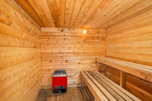 view of sauna / steam room with wood finished floors