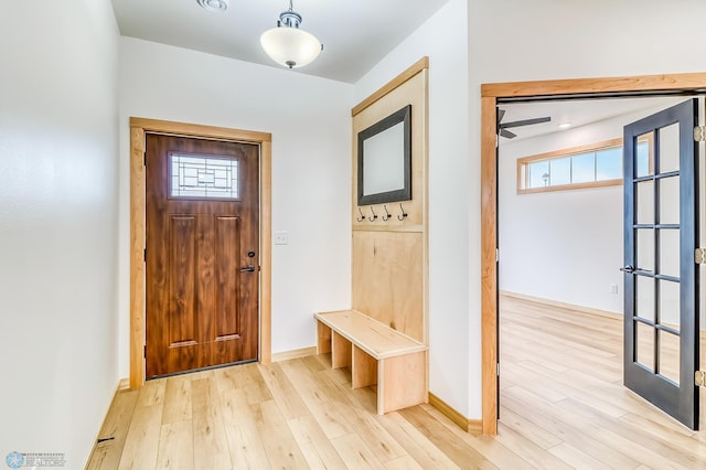 mudroom featuring light wood-type flooring and a wealth of natural light