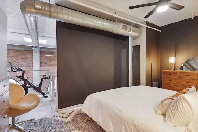 bedroom featuring ceiling fan