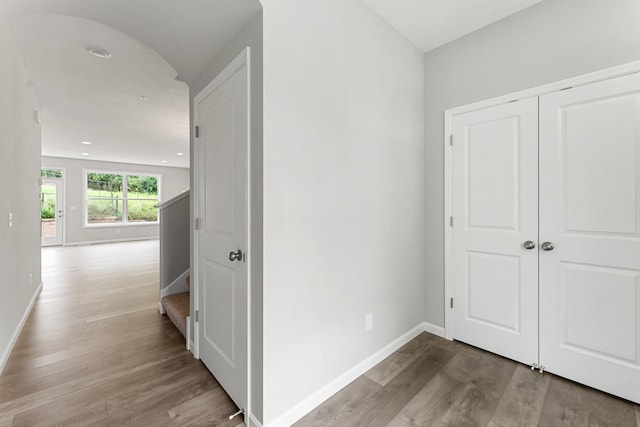 hall featuring light hardwood / wood-style flooring