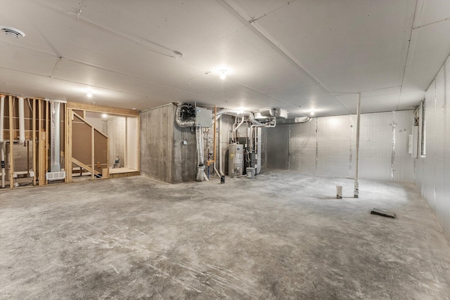 basement with gas water heater