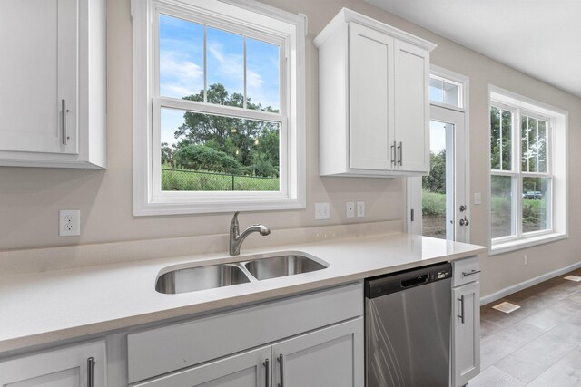 kitchen with plenty of natural light, stainless steel dishwasher, and sink