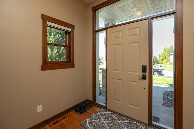 entryway featuring hardwood / wood-style flooring