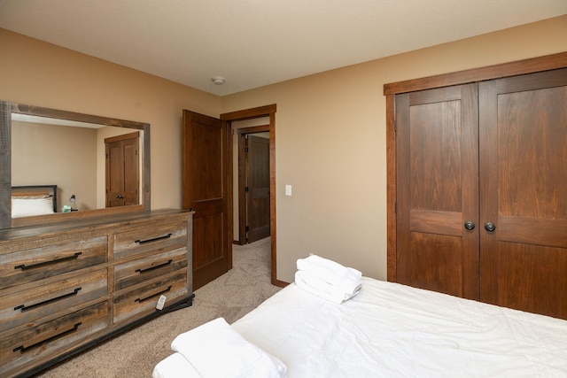 carpeted bedroom featuring a closet