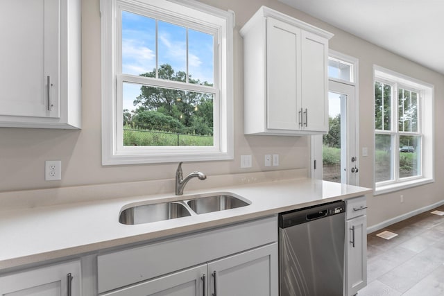 kitchen featuring a wealth of natural light, stainless steel dishwasher, and sink