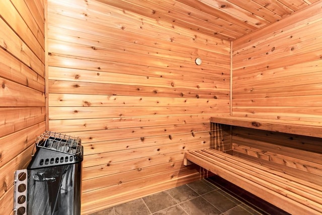 view of sauna / steam room with tile patterned flooring