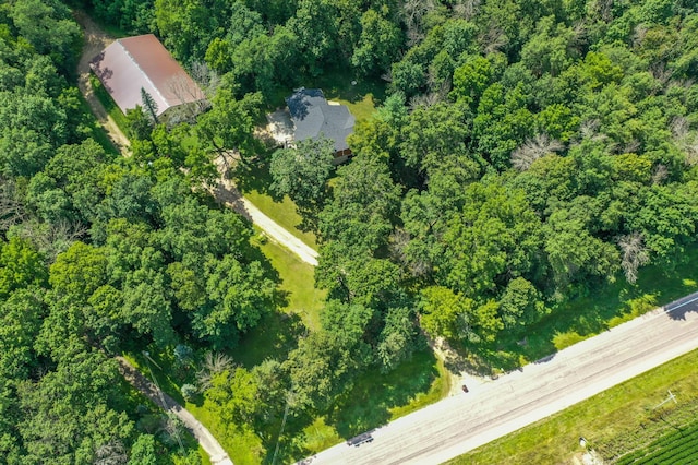 drone / aerial view with a forest view