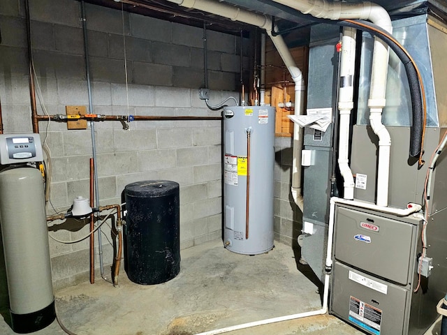 utilities with water heater and heating unit