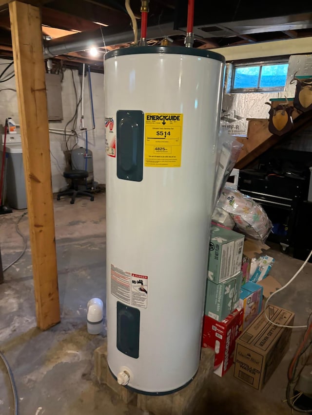 utility room with water heater