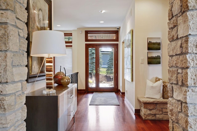 foyer entrance featuring plenty of natural light and dark wood-type flooring