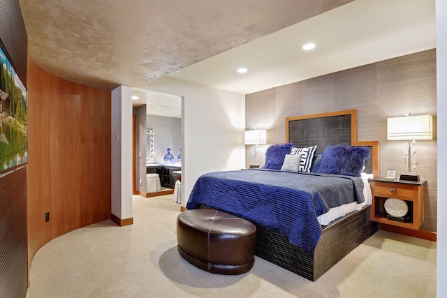 bedroom with carpet flooring and ensuite bathroom