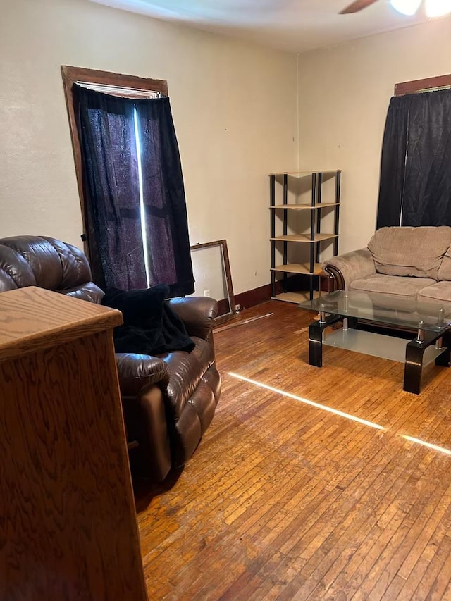 living room with hardwood / wood-style floors