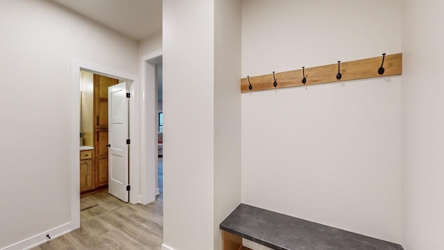 mudroom featuring light hardwood / wood-style floors