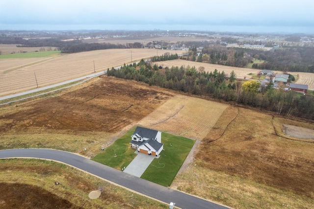 aerial view with a rural view