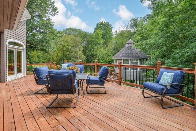 deck with a gazebo