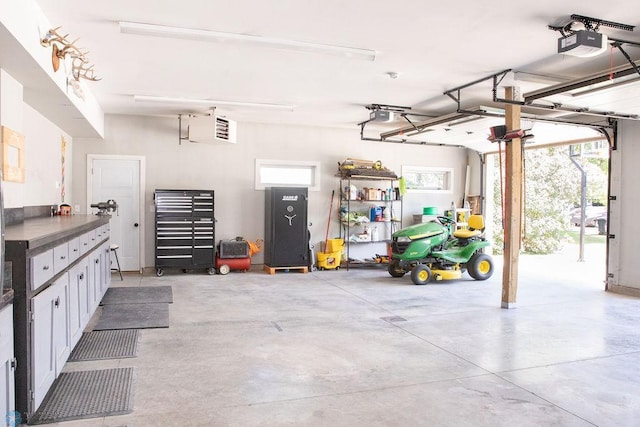 garage with a garage door opener