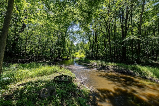 view of water feature featuring a view of trees