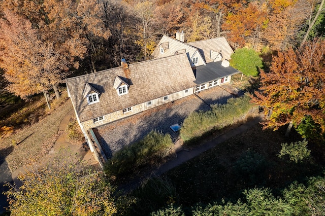 drone / aerial view with a forest view