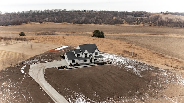 bird's eye view with a rural view