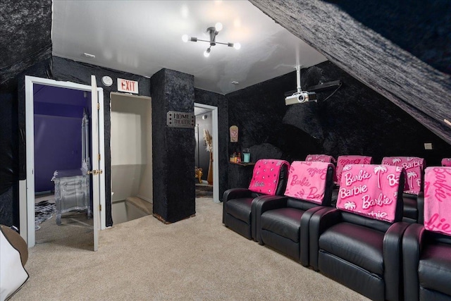 home theater room with carpet floors