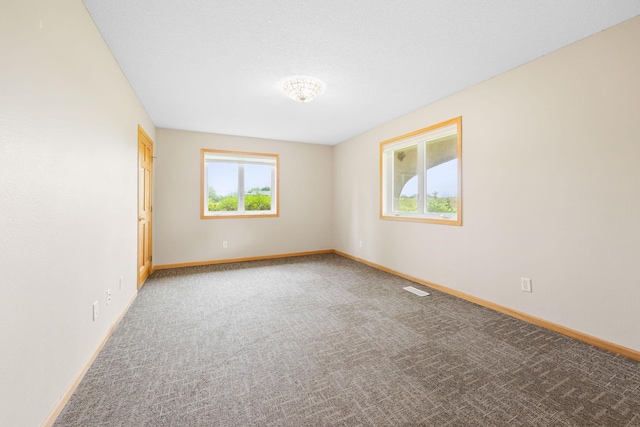 carpeted spare room featuring plenty of natural light